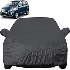 Autofact Car Body Cover with Mirror Pockets Compatible for Maruti Ertiga (Triple Stitched, Bottom Fully Elastic, Dark Grey)