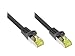Produktbild Good Connections RJ45 Ethernet LAN Patchkabel mit Cat. 7 Rohkabel und Rastnasenschutz RNS, S/FTP, PiMF, halogenfrei, 500MHz, OFC, 10-Gigabit-fähig (10/100/1000/10000-Base-T Ethernet Netzwerke) - z.B. für Patchpanel, Switch, Router, Modem - schwarz, 0,15 m