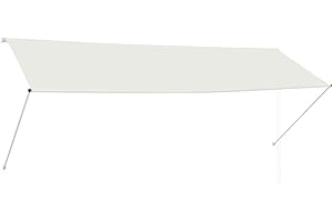 Festnight Einziehbare Balkon Markise Sonnenschutz | Einziehbare Länge 0-150 cm | Stoffgewicht 180 g/m² | für Balkon Terrasse Garten | Cremeweiß 350 x 150 cm