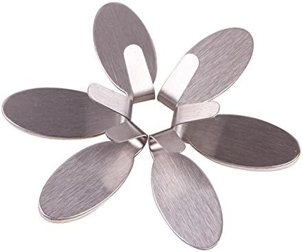 MaddoxStore 6 Pcs Kitchen Home Wall Door Self Adhesive Stainless Steel Stick Holder Hook
