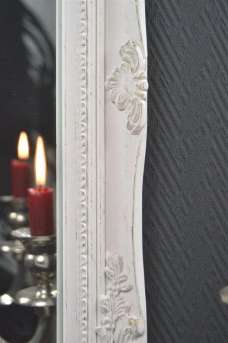 Livitat® Spiegel Wandspiegel barock antik Silber Weiß Gold 50x 40 cm Landhaus Holz (Weiß) - 3