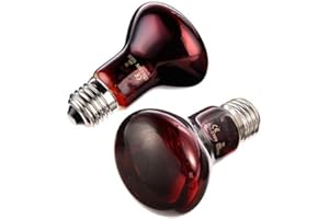 Haokaini Bombilla de Calentamiento de Reptiles Luz de Calor Infrarroja Roja E27 Lámpara de Calentamiento de Mascotas para Reptiles Anfibios Lagarto Tortuga Araña Araña Camaleón Acuario