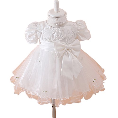 Wawoo®Infant Christening Gowns Toddler Baby Girls Birthday Dress White Cotton Lined Clothes Princess Party Dress 0-24 Month