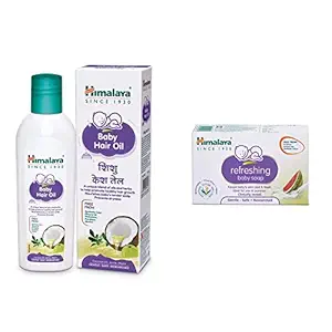 Himalaya Baby Hair Oil 200 ml(1 Count) & Himalaya Refreshing Baby Soap, 75g, Multicolor