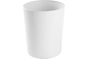 mDesign poubelle en métal – corbeille à papier chic pour salle de bain, bureau ou chambre à coucher – grande poubelle salle de bain pour papier, etc. – blanc