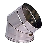  MISTERMOBY CODO 45° CERTIFICADO EN ACERO INOX PARA CHIMENEA SALIDA HUMO DIAM. 160 MM