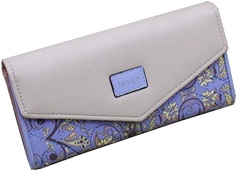 1 x Ladies Envelop Bag – PU Handbag / Long Purse / Money Clip / Wallet with Buckle - Blue