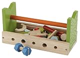 Werkzeugkasten mit Zubehör / 23-teilige Tischwerkbank aus Holz / Maße: 30 x 14 x 15,5 cm / für Kinder ab 2 Jahren geeignet