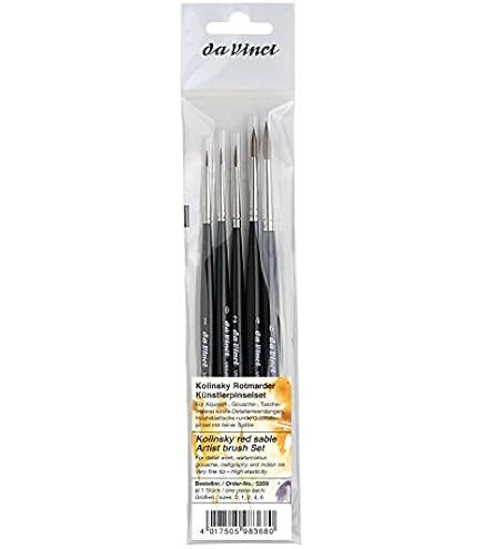 Lot De 4 Pinceaux Da Vinci Maestro Série 10 - Poils Martre Kolinsky - Tailles 0, 1, 2, 4 - Pour Aquarelle, Détails Fins