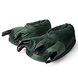 Katara 1773 Tatzen Hausschuhe in verschiedenen Designs - kuschelig weich - warme Schlappen, Pantoffeln für Frosch Krokodil Drache - Onesize passend zu Jumpsuit, Onesie Karneval/Faschings-kostüm, Dunkelgrün, 37-45 - 