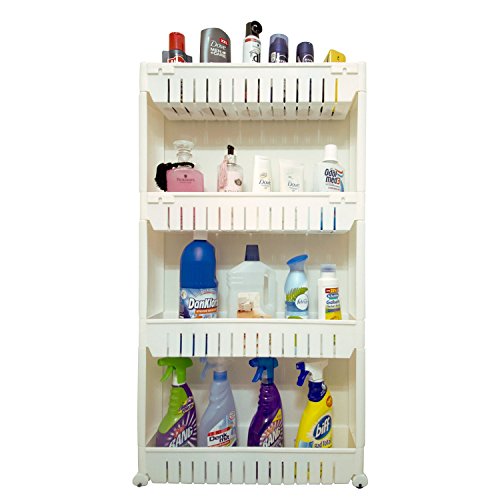 nean Nischenregal 4 Ablagen Küchenregal Badregal Standregal Allzweckwagen mit Rollen - 2