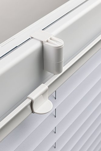 DESWIN Plissee KlemmFix – 30 x 110 cm WEISS – verspannt (inkl. 4x Klemmträger / Klemmhalter) - 4