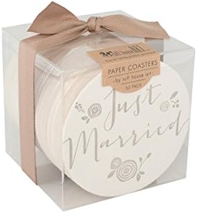 Ruff House Art BPC002 Just Married Letterpress Bulk Paper Drink Coasters Box (Set of 50)