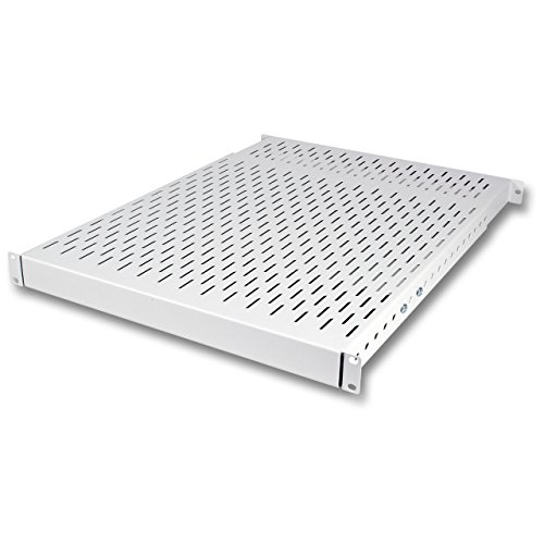 BIGtec 19" 1HE schwerlast Fachboden Ablageboden Einlageboden grau 350-600mm tiefenverstellbar Nutzbreite 445mm für Wandgehäuse Netzwerkschränke Serverschränke Rack-Rahmen RAL7035 Traglast 150kg