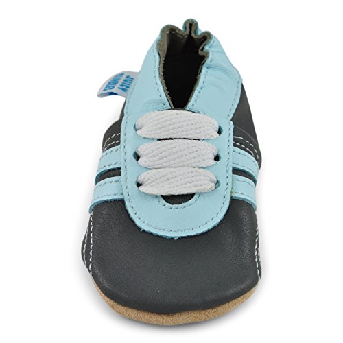 Petit Marin – Weicher Leder Lauflernschuhe Krabbelschuhe Babyhausschuhe mit Wildledersohlen. Junge Mädchen Kleinking 0-6 Monate 6-12 Monate 12-18 Monate 18-24 Monate - 5
