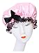 Moolecole Fashion Women's Bow-knot Waterproof Double Layer Shower Cap Big Polka Dots Printed Elastic Band Bathing Cap Spa Shower Hat Pink