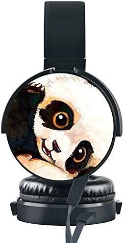 KOSUNG Personalized Wired Headset, Customized Panda Ear Stereo Headphone with Soft Earmuffs Hands-free Phone Calls Compatible with iPhone /Smartphones/ PC / iPad /Laptop etc.