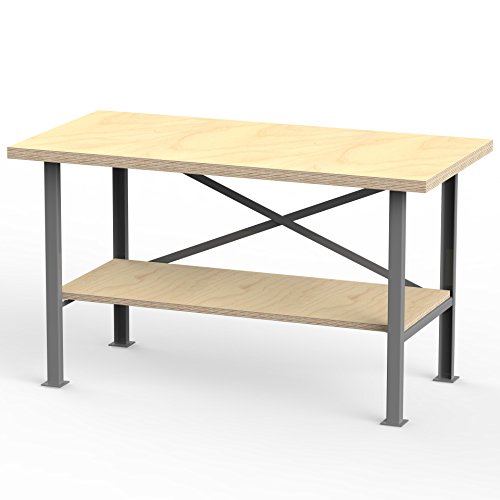 AUPROTEC Profi-Werkbank 1600 x 750 x 850 mm mit Multiplex-Platte 40mm – Werkbankplatte Massiv Multiplex Holz – Industriequalität - 2