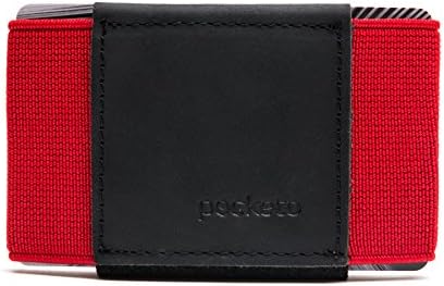 POCKETO"Crazy Horse" High Quality Leather Wallet, Minimalist and Stylish Design Credit Card Holder, Great Gift for Man and Woman (red/Dark Navy)