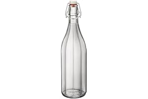 BORMIOLI ROCCO Oxford - Botella de agua para mesa (1 litro), diseño de botella de cristal con clip, ideal para hacer cordiales caseros e infusiones en el hogar