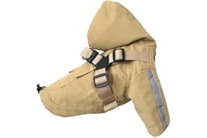 MEIAOBEST Dog Raincoat with Harness,Adjustable Drawstring Waterproof Hooded Dog Coat Jacket,Pet Poncho with Reflective Stripe for Small Medium Dogs_XS(Beige)