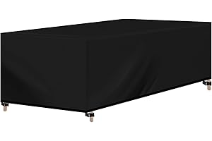 WOLTU Pokrowiec na meble ogrodowe Oxford 420D, ręcznik na zewnątrz ze sznurkiem, wodoodporny, odporny na promieniowanie UV, pokrowiec na stół i krzesła zewnętrzne, 218x77x55 cm czarny