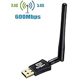 Wifi Adapter Dootoper Wlan Stick 600 Mbit/s, Dual Band (5GHz 433Mbps/2.4Ghz 150Mbps), 802.11b/g/n/a/ac USB Wifi Dongle mit Antennenbuchse und abnehmbarer Antenne, Wlan stick kompatibel mit Windows XP/7/8/8.1/10/Vista (32/64bits), Mac OS X 10.6-10.12 (WiFi Stick)