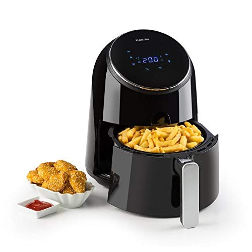 Klarstein AirVital friteuse à air chaud - Pas d'odeur de graisse, Jusqu'à 80% de calories en moins, Panier à friture, Revêtement anti adhésif, Cuve de 3,5L, De 80 à 200 °C en 3 minutes, Noir