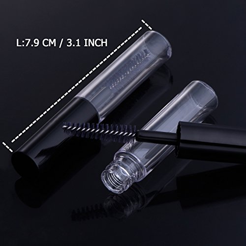 eBoot 4ml Wimpertusche Leerrohr Eyeliner Flasche Lip Gloss Tubes Vials Containers mit Stäbchen Pinsel und Gummieinsätze, Trichter für Rizinusöl - 2