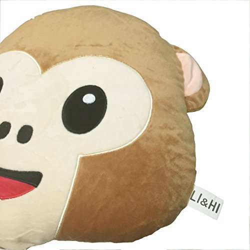 LI&HI Affe Emoji Lachen Emoticon Kissen Polster Dekokissen Stuhlkissen Sitzkissen Rund(Affe) - 5