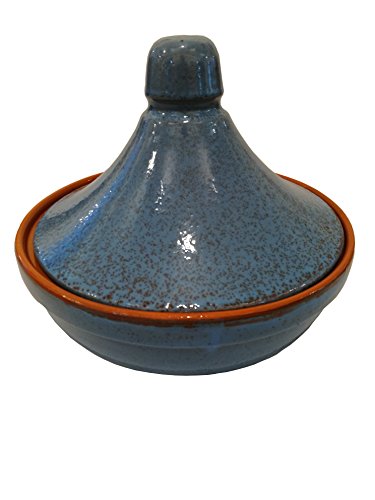 Coli Metall und Terrecotte vom 1650 Tajine, Kapazität von 1.5 Liter, Durchmesser 25 cm, blau antik