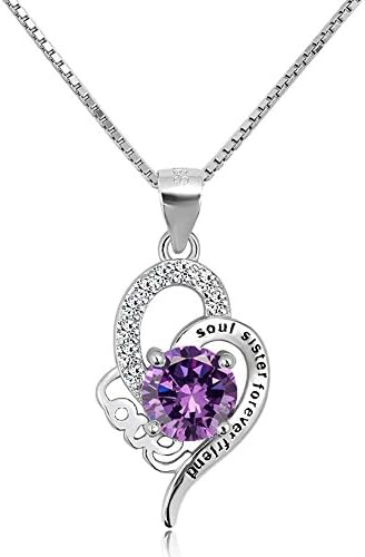 KorliyaSterling Silver Love Soul Sister Forever Friend Heart Necklace Pendant