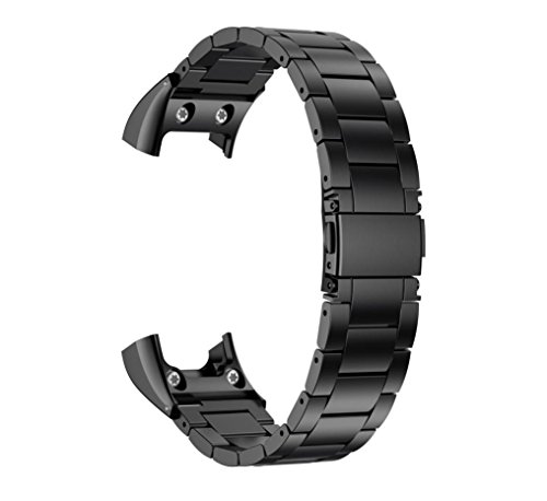 Preisvergleich Produktbild Uhrenarmbänder für Garmin VIVOsmart HR, VNEIRW Rostfreier Stahl Ersatzarmbänder Smartwatch Armbänder VNEIRW_Elektronik (Bandlänge: 220mm, Bandbreite: 18mm, Schwarz)