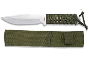 CUCHILLERIA DEPORTIVA Albainox - 31780 - Cuchillo albainox encordado con Funda. Hoja: 11.5cm - Herramienta para Caza, Pesca, Camping, Outdoor, Supervivencia y Bushcraft