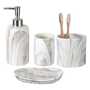 COOSA Keramik Badzubehör Set, 4 Stück Bad Ensemble, Bad Set Kollektion