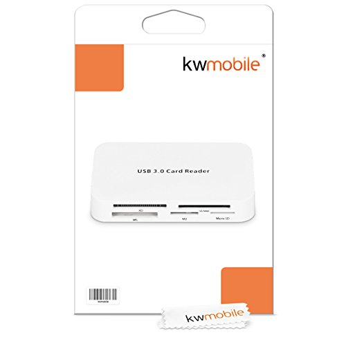 kwmobile USB Kartenleser All in One, Card Reader mit USB 3.0 zum Lesen von SD, MMC, Compact Flash und weiteren. Kartenlesegerät in Weiß - 6