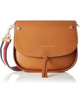 Tommy Hilfiger Damen City Leather Saddlebag Corp Umhängetasche, Braun (Cognac), 6x17x20 cm