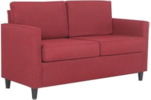 Mingone Divano 2 Posti Moderno Imbottito Divano Poltrona Divano Con Braccioli, Divano In Tessuto Con Schienale 65x132x78cm (Rosso)