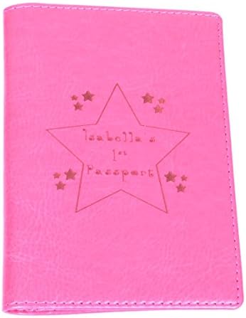 Personalised Faux Leather Cover Holder My First 1st Passport Pink Star for Girl Girls Baby Kids Children