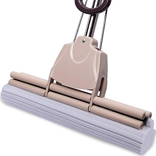 YI KUI Mops Sponge Mop/Roller Whell Type Squeeze Water/Free Hand Wash/Telescopic/Stainless Steel/PA Collodion/Wet and Dry Dual Use Mop(3 Sizes Available) Wet Mops-33cm