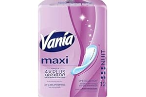Vania Maxi Serviettes Hygiéniques Nuit x12 (lot de 8 paquets soit 96 serviettes