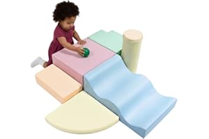 IGLU SOFT PLAY Explorer Set 6 STK Softbausteine Motorische Fähigkeiten Riesenbausteine Klettern Schaumstoffbausteine mit Anti-Rutsch (Pastel)