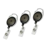 3x Black Carabiner Style Retractable...