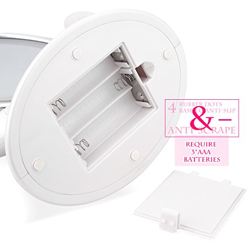 Molain Kosmetikspiegel mit LED Beleuchtung ,360 ° drehbare Make up Spiegel mit normal und 5-fache Vergrößerung für Badezimmer, Eitelkeit, Kosmetik - 4