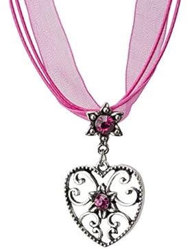 Trachtenkette Alpensonne Herz und Edelweiss Anhänger mit Strass - Trachtenschmuck Kette für Dirndl und Lederhose