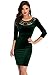Produktbild Damen Flasche Grün Samt Lattice Cut Out 3/4 Ärmel Figurbetontes Kleid Abendkleid Club Wear Party Wear Größe S UK 8–10 EU 36–38