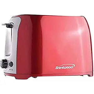Brentwood Appliances TS-292R Two Slice Cool Touch Toaster, Elegant Combination of Red and Stainless Steel Design, 800 Watts Power, Wide Slots for Gourmet Breads, Seven Different Browning Levels