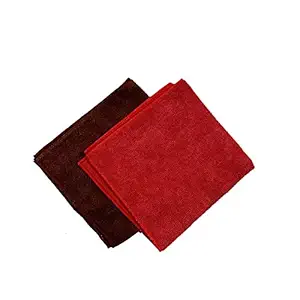 AOCC 320 GSM Microfiber Car Cleaning, Detailing and Polishing Cloth, 40X40 cm, (Red, Brown)- Set of 2