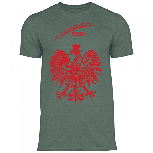 Royal Shirt df5 Herren T-Shirt Polen Poland Adler Wappen | WM Em Fußball Trikot, Größe:XL, Farbe:Heather Military Green