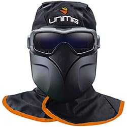 Masque de soudeur UNIMIG Lunettes LCD 3 Capteurs Protection 5/13 + Hotte ignifugée + masque détachable KIT COMPLET PROFESSIONNEL
